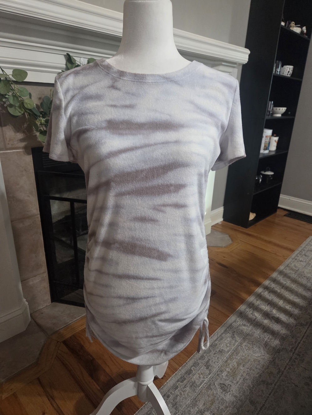 PINK Victoria's Secret  Tie-Dye Short Sleeve Ruched Swim Cover Up